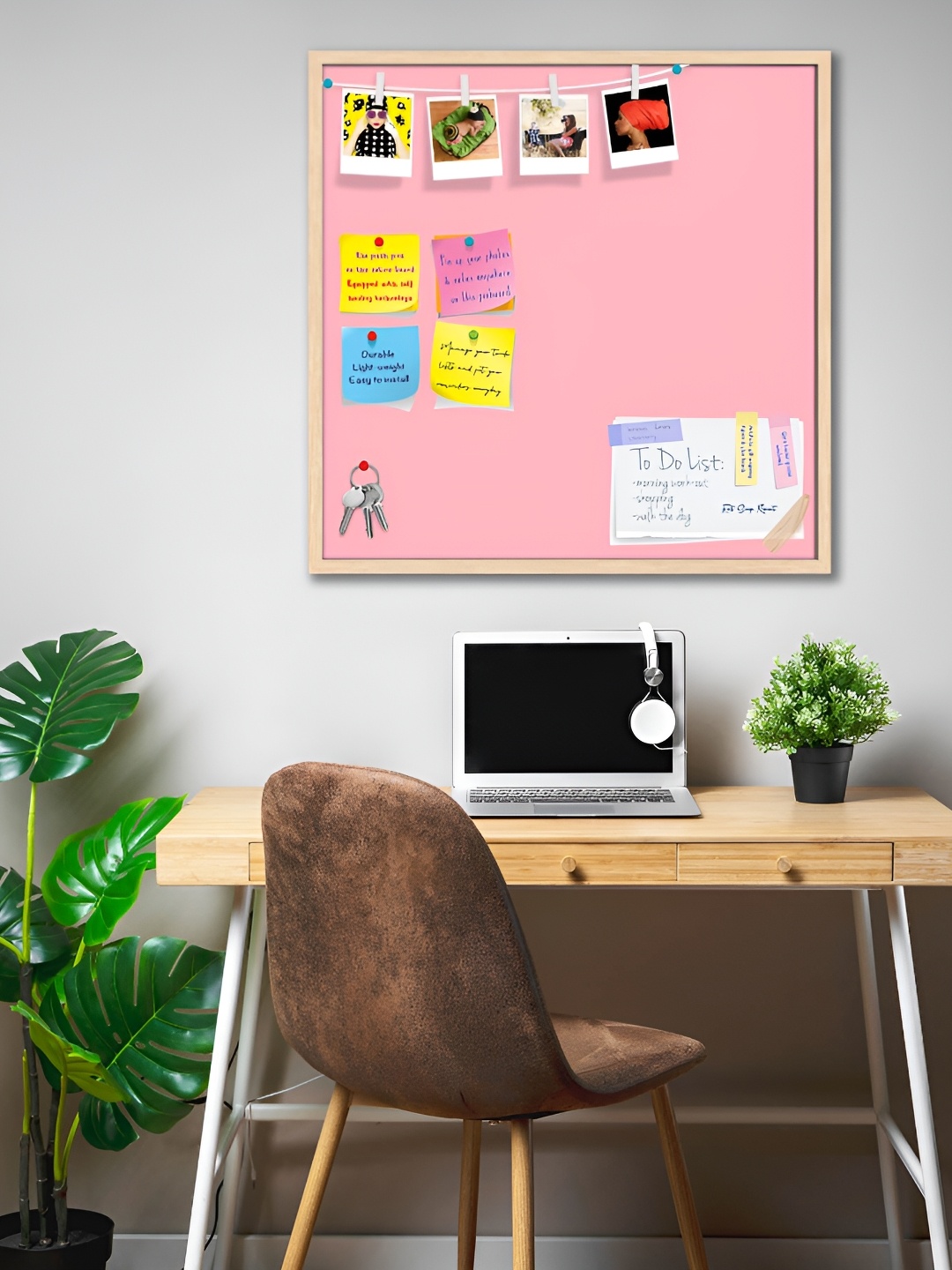 ArtzFolio Brown & Pink Wooden Bulletin Board Wall Decor