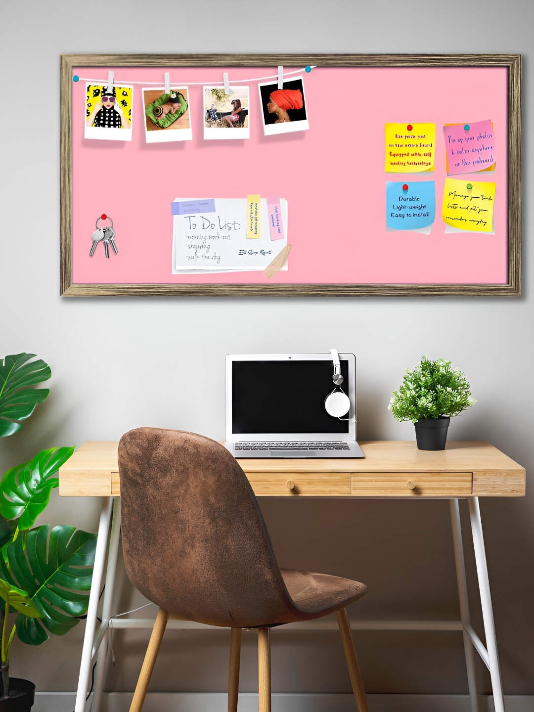 

ArtzFolio Pink Printed Wooden Bulletin Board With Sticky Notes