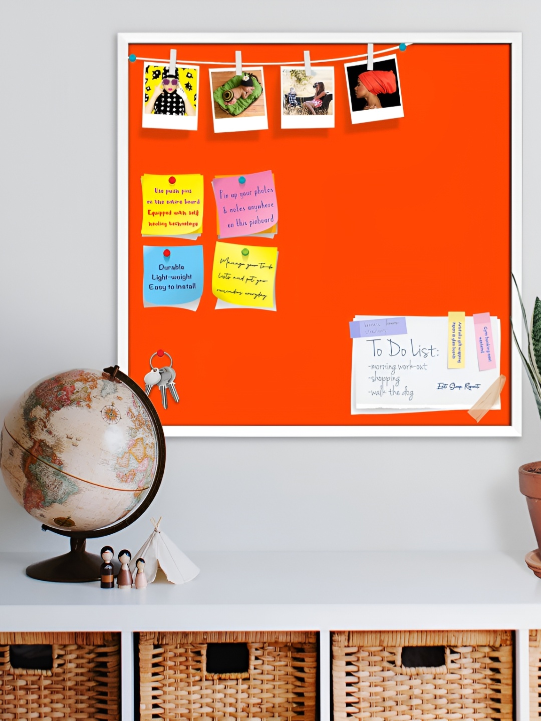 

ArtzFolio White & Orange Coloured Printed Wooden Bulletin Board