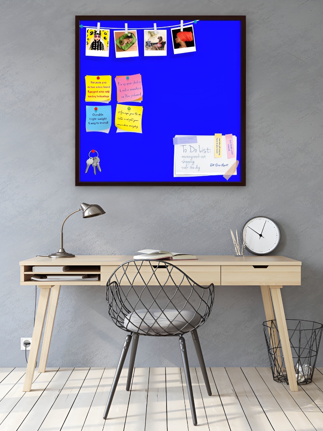 

ArtzFolio Brown & Blue Wooden Bulletin Board Wall Decor