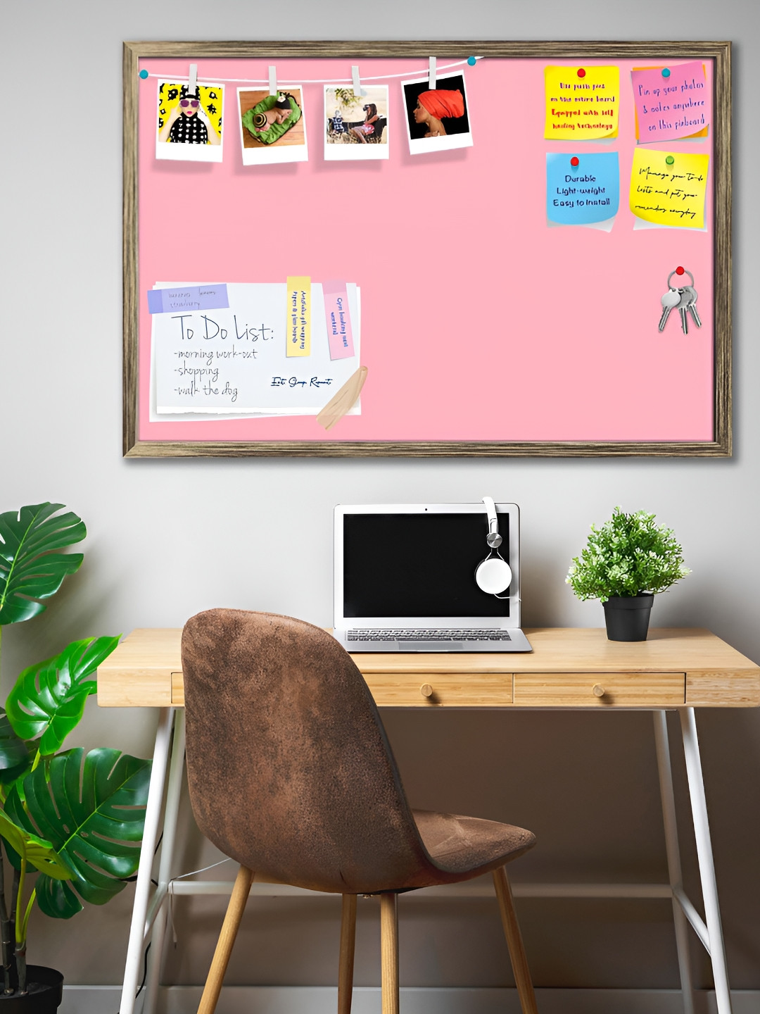 

ArtzFolio Pink Wooden Bulletin Board With Sticky Notes