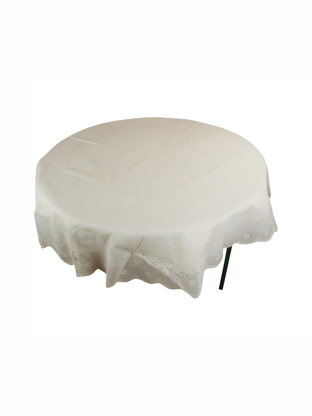 

MONKDECOR Cream Floral 4 Seater Cotton Round Table Cover