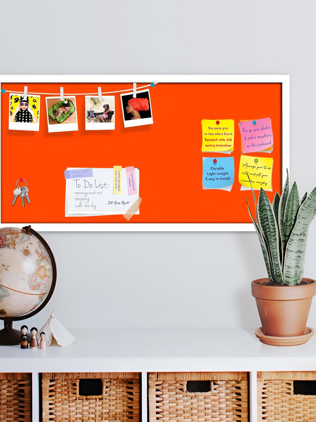 

ArtzFolio White & Orange Wooden Bulletin Board With Sticky Notes