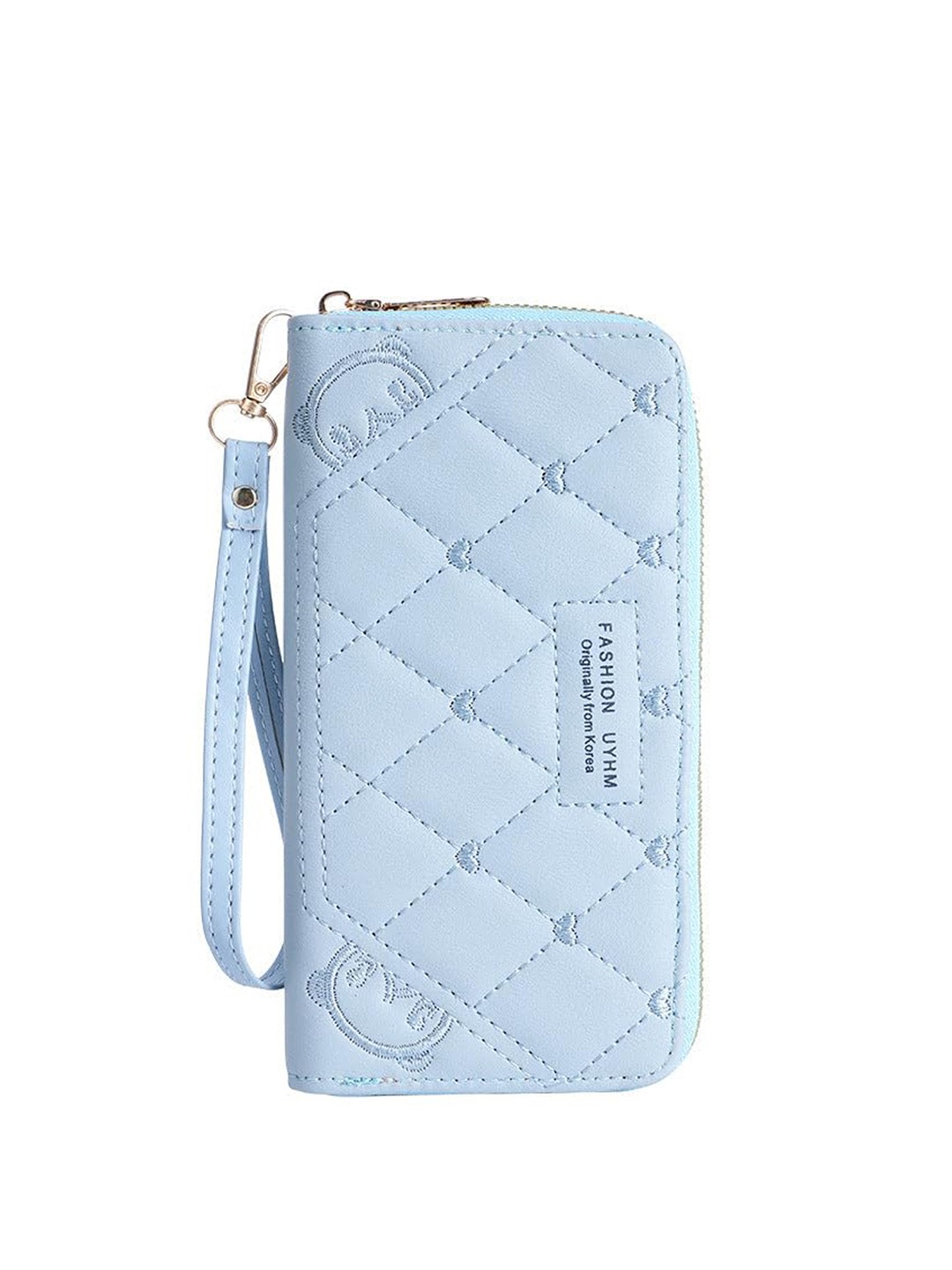 

SYGA Women Geometric Leather Zip Around Wallet, Blue