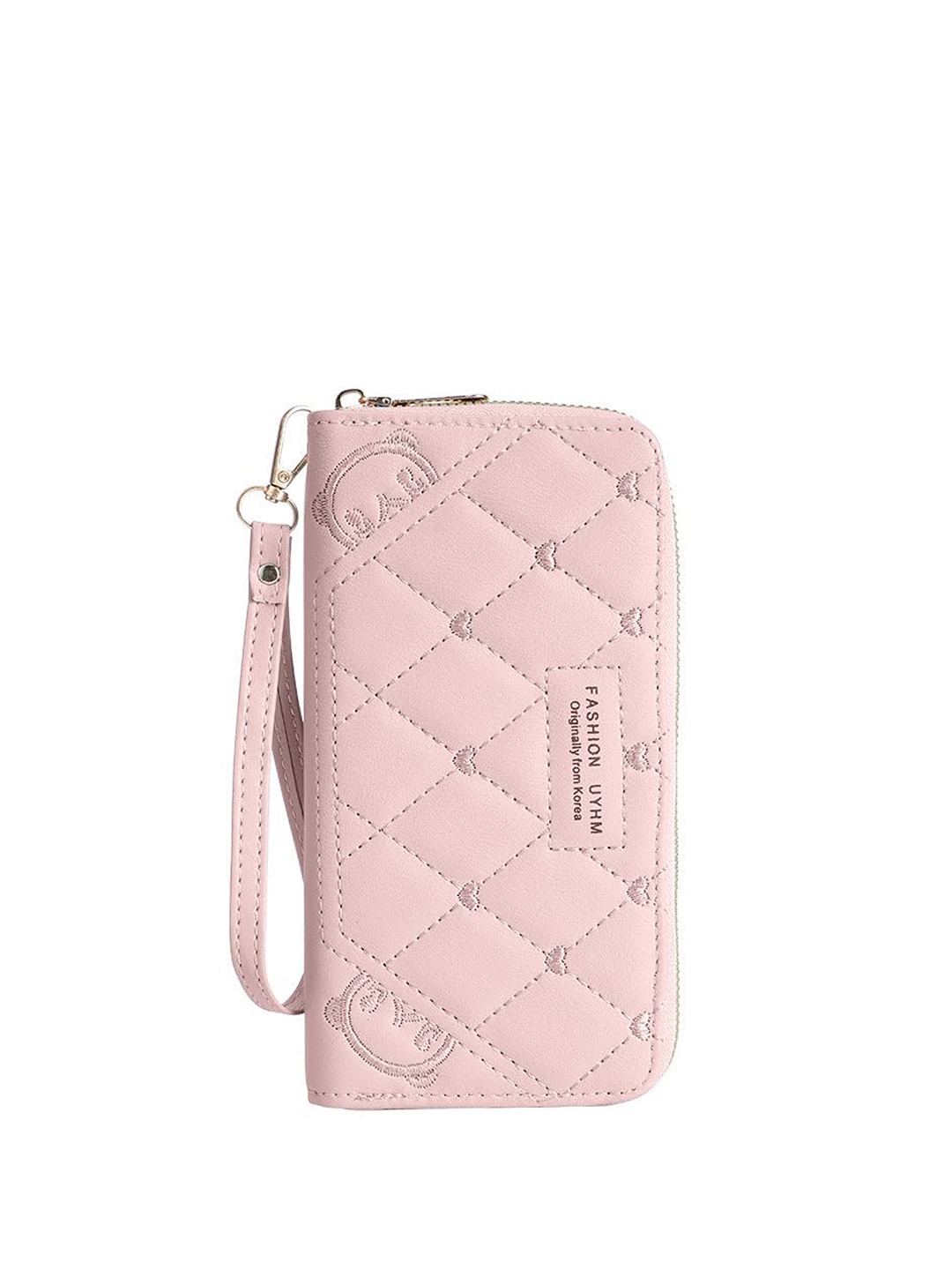 

SYGA Women Zip Detail Leather Zip Around Wallet, Pink