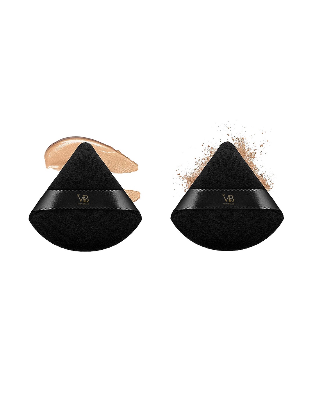 

Veoni BELLE 2-Pcs Makeup Triangle Soft Puffs, Black