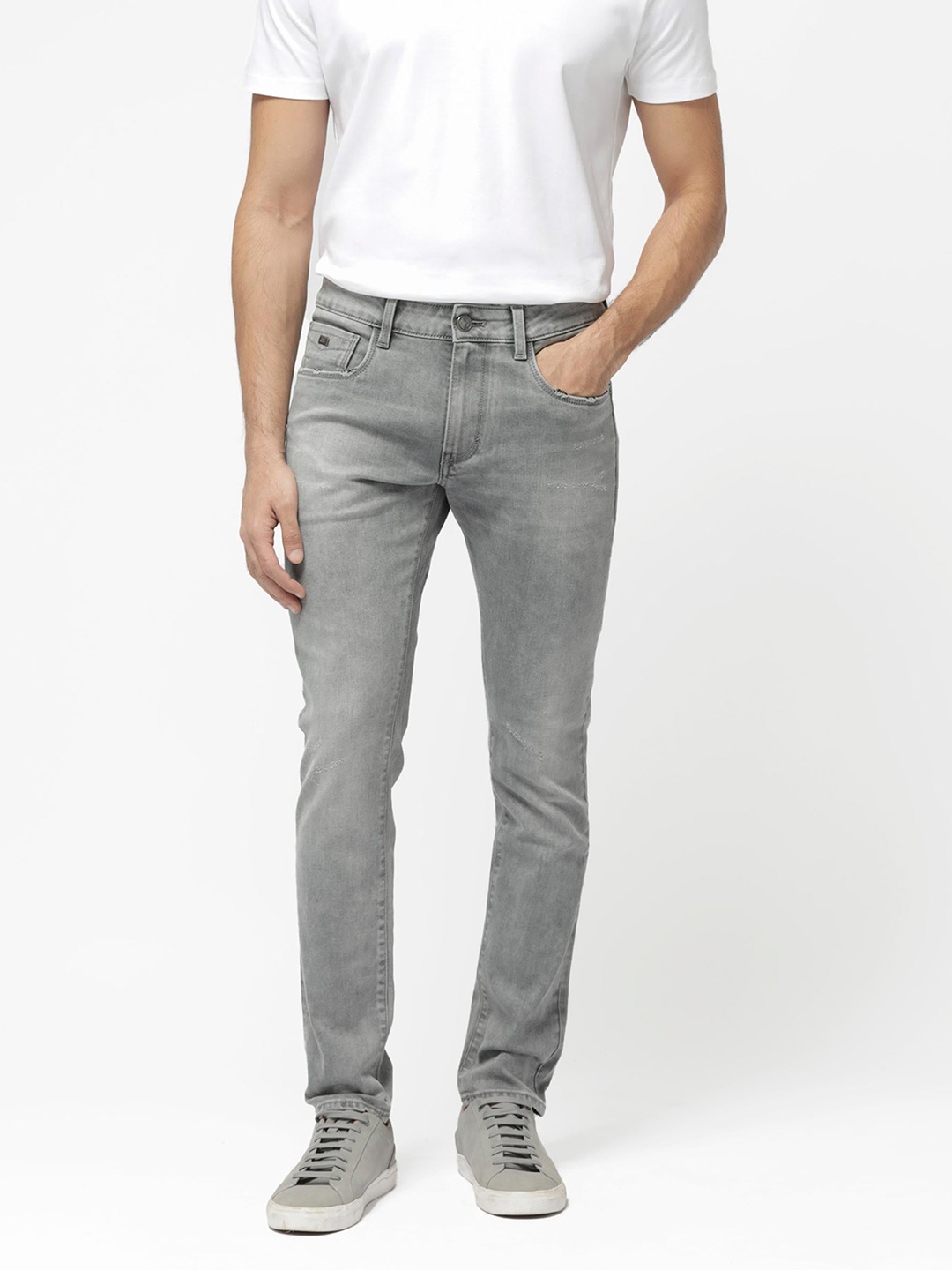 

RARE RABBIT Men Mainz Slim Fit Mid Rise Stretchable Jeans, Grey