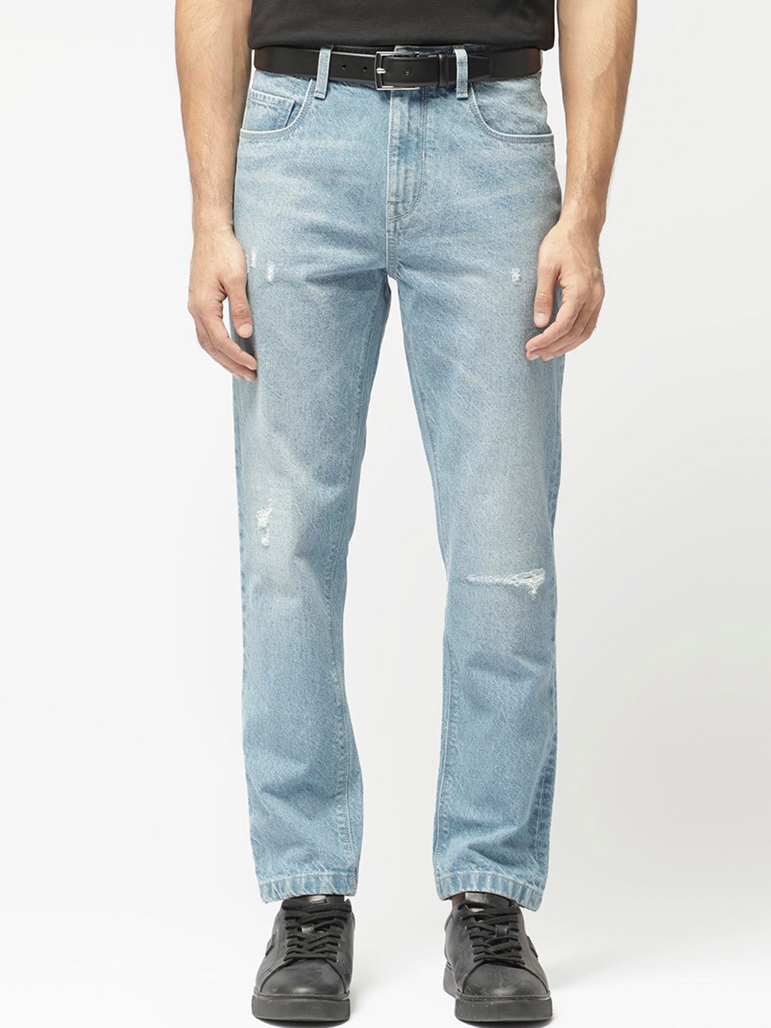 

RARE RABBIT Men Trika Carrot Fit Mid Rise Stretchable Jeans, Blue