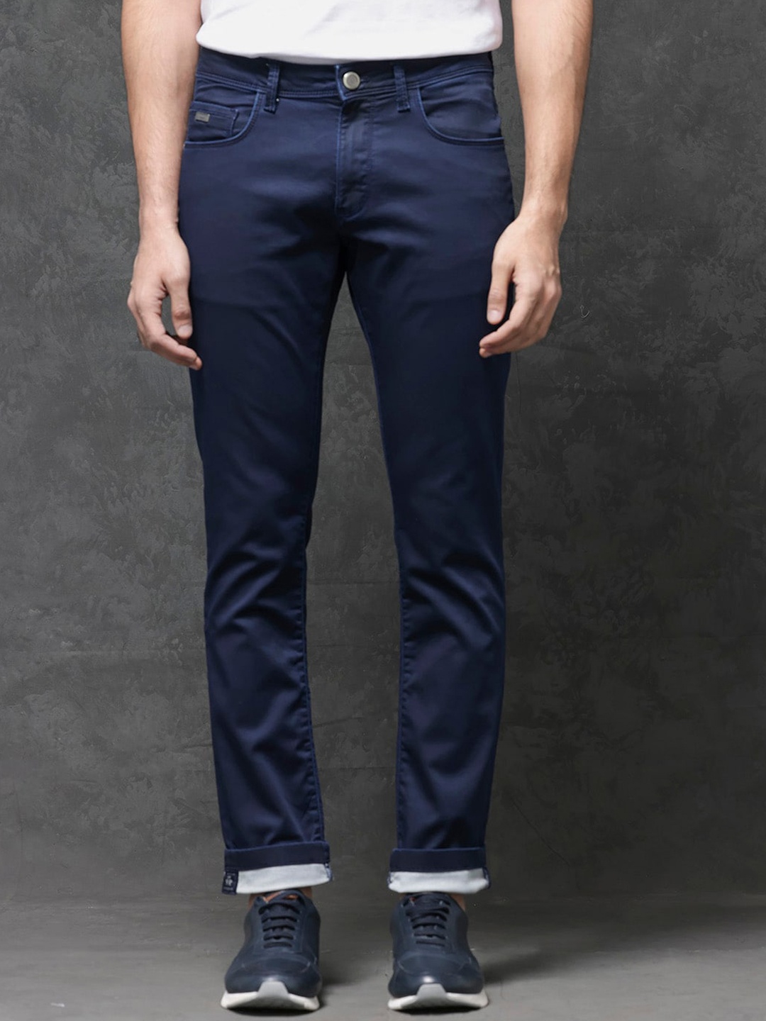 

RARE RABBIT Men Jules Slim Fit Mid-Rise Cotton Jeans, Blue