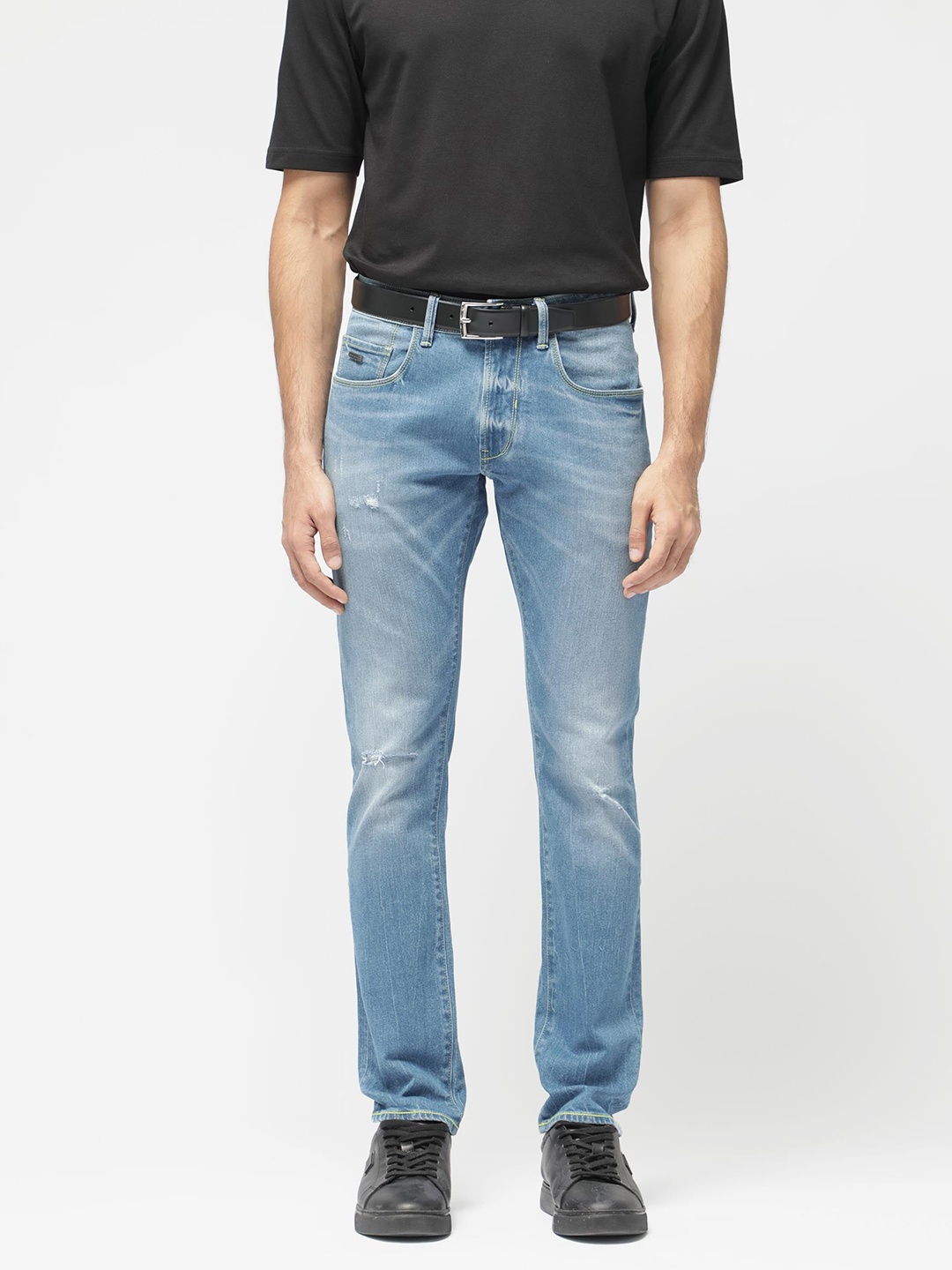 

RARE RABBIT Men Zinon Slim Fit Mid Rise Stretchable Jeans, Blue