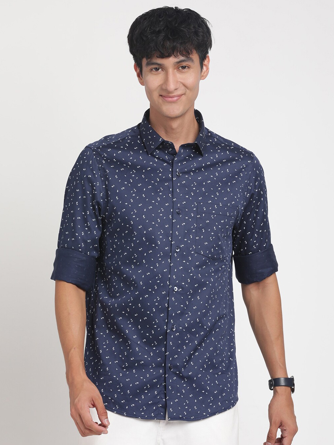 

Turtle Micro Ditsy Standard Slim Fit Cotton Opaque Casual Shirt, Blue