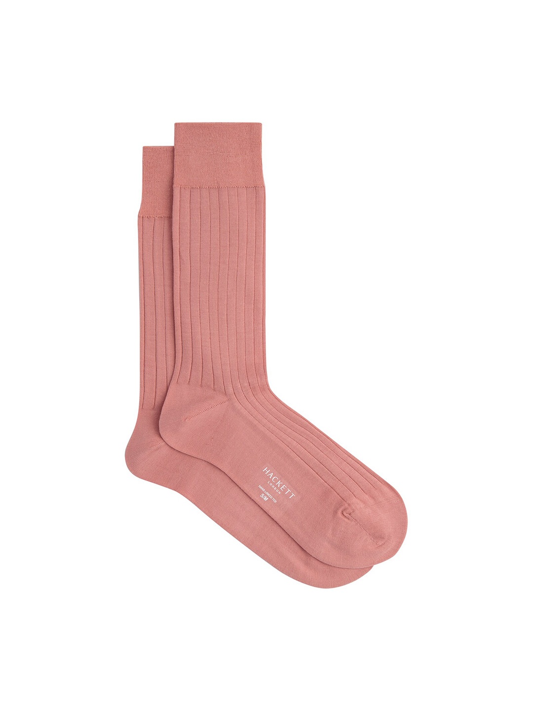 

HACKETT LONDON Men Ribbed Cotton Calf-Length Socks, Pink