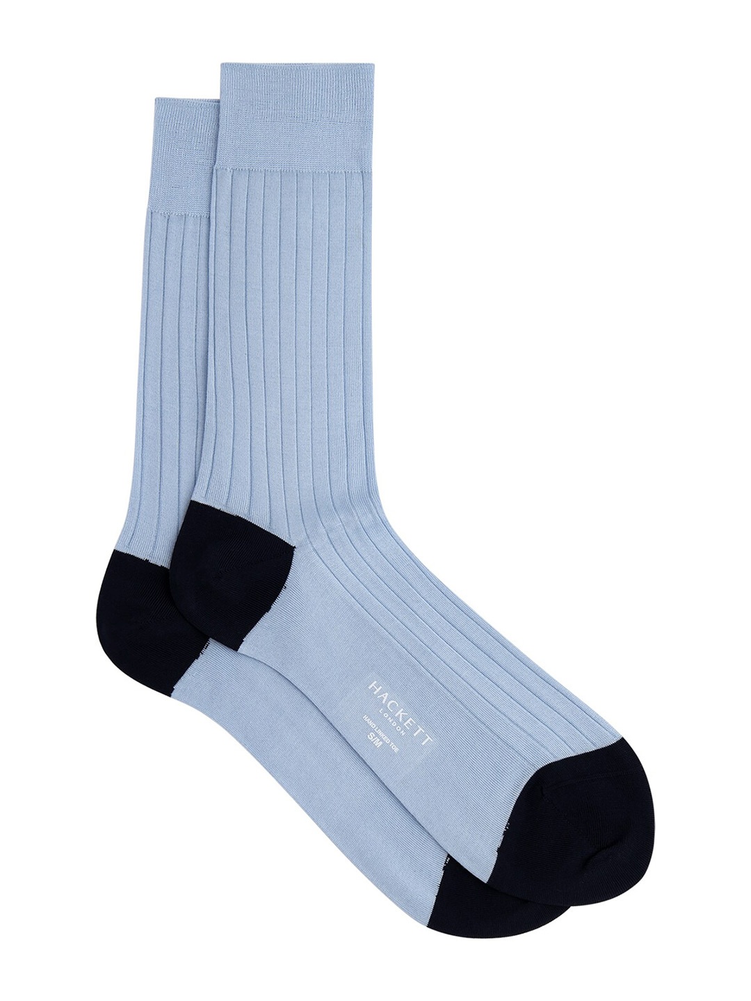 

HACKETT LONDON Men Ribbed Cotton Calf-Length Socks, Blue