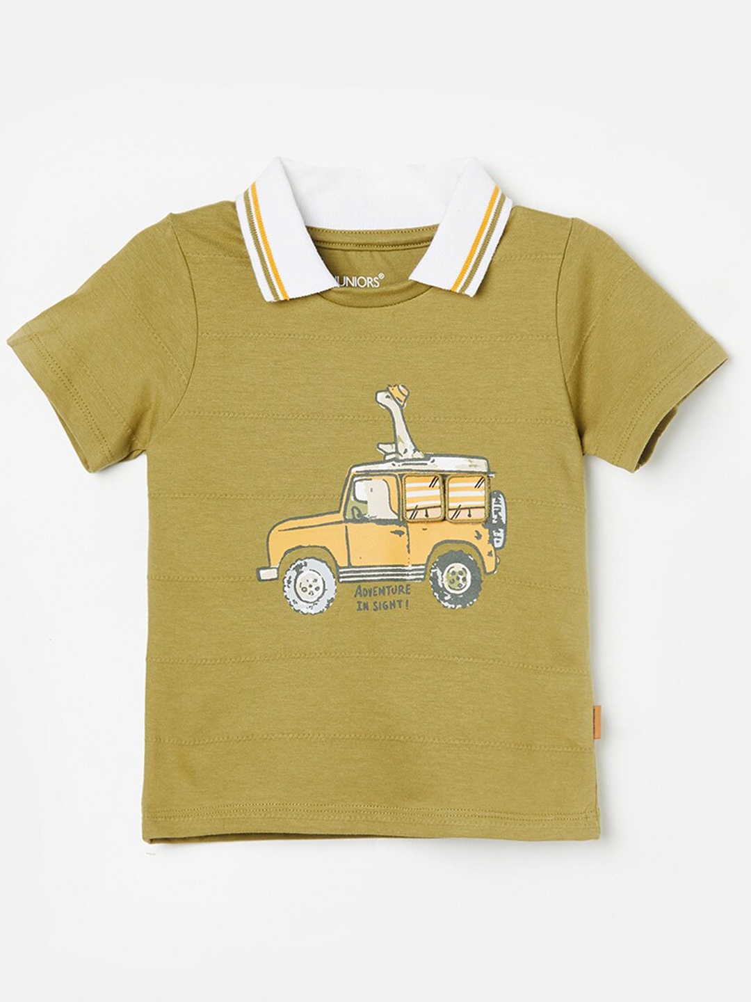 

Juniors by Lifestyle Boys Graphic Printed Polo Collar Pure Cotton T-Shirt, Olive