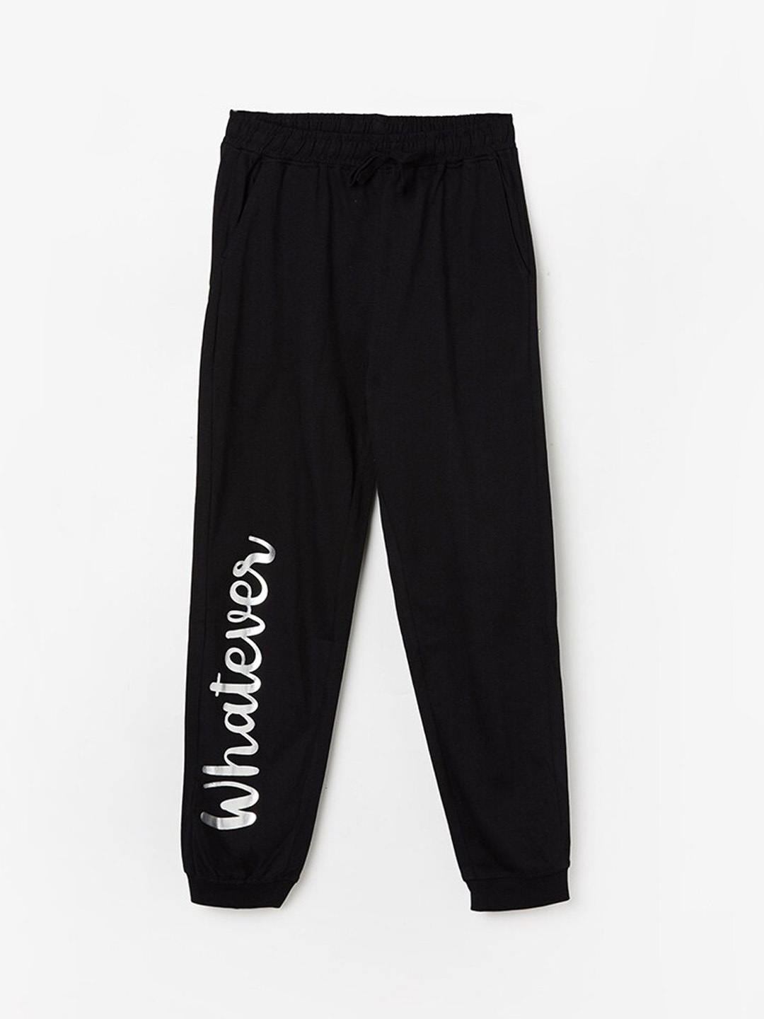 

Fame Forever by Lifestyle Girls Typography Printed Pure Cotton Jogger, Black