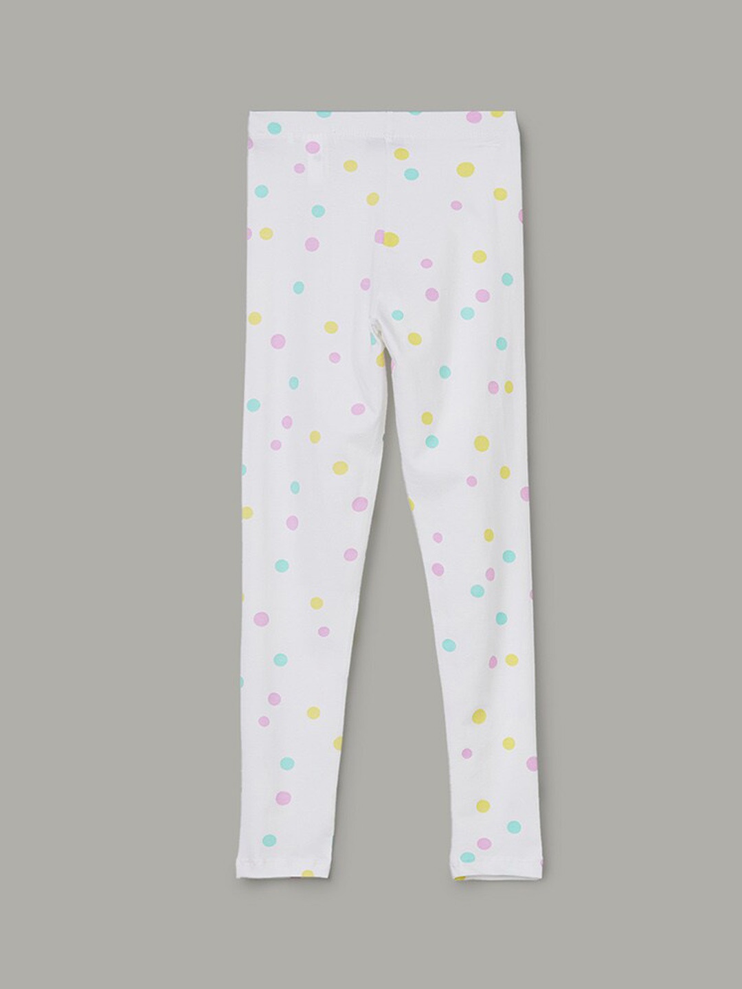 

Fame Forever by Lifestyle Girls Polka Dots Printed Ankle-Length Leggings, White