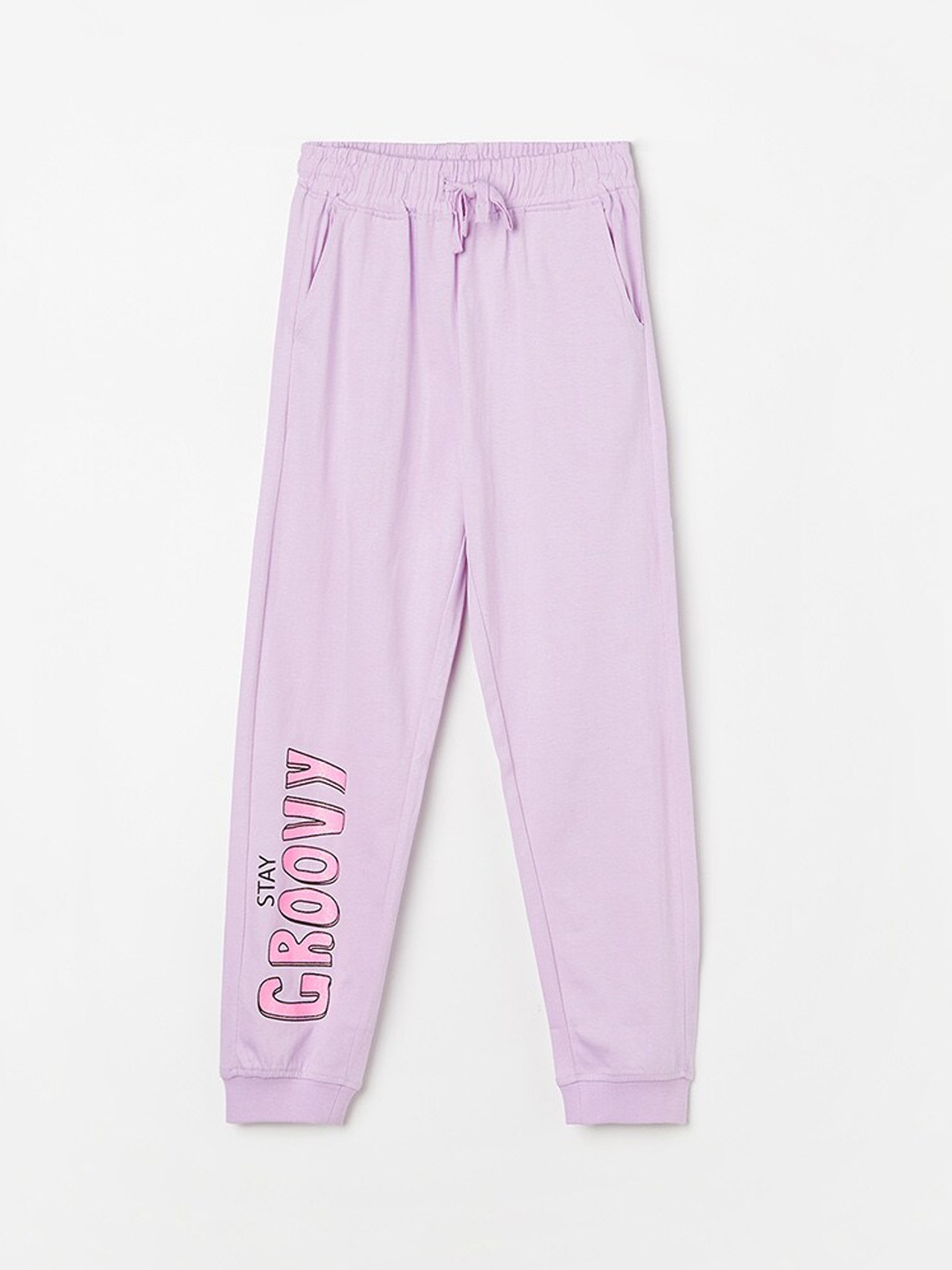 

Fame Forever by Lifestyle Girls Typography Printed Pure Cotton Jogger, Purple