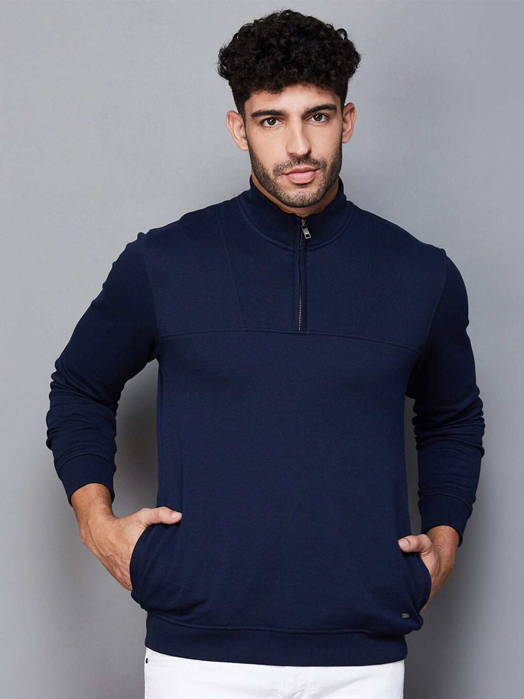

CODE by Lifestyle Mock Collar Long Sleeves Pullover, Navy blue