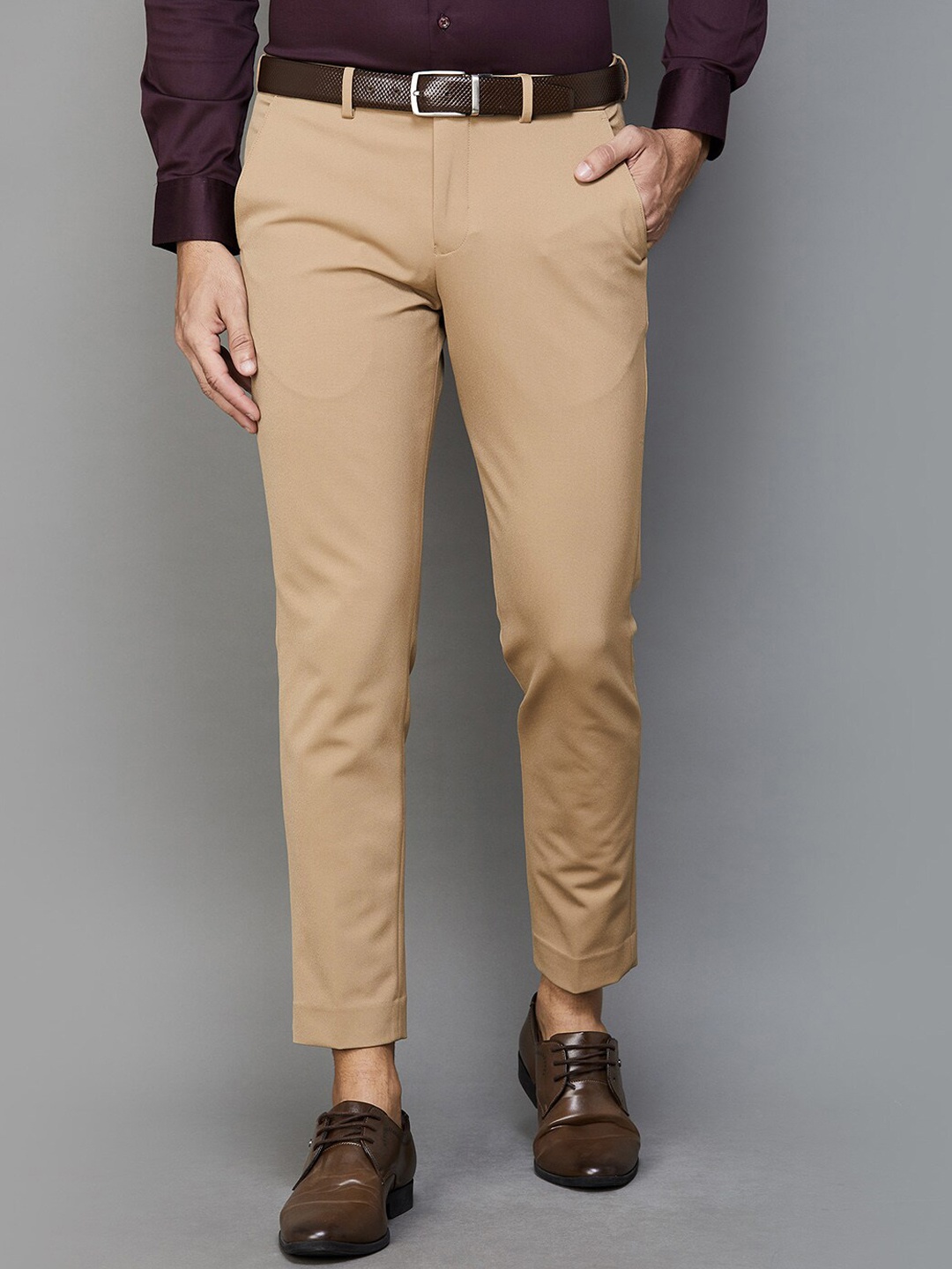 

CODE by Lifestyle Men Slim Fit Formal Trousers, Tan