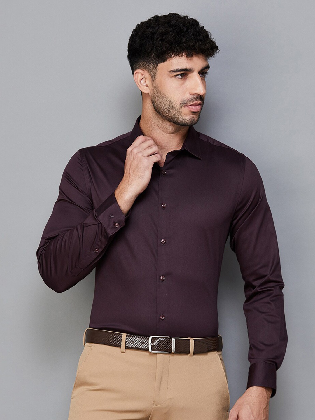 

CODE by Lifestyle Slim Fit Long Sleeves Cotton Formal Shirt, Red