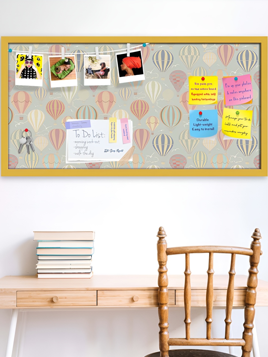 

ArtzFolio Yellow Air Ballons Printed Wooden Bulletin Board With Sticky Notes