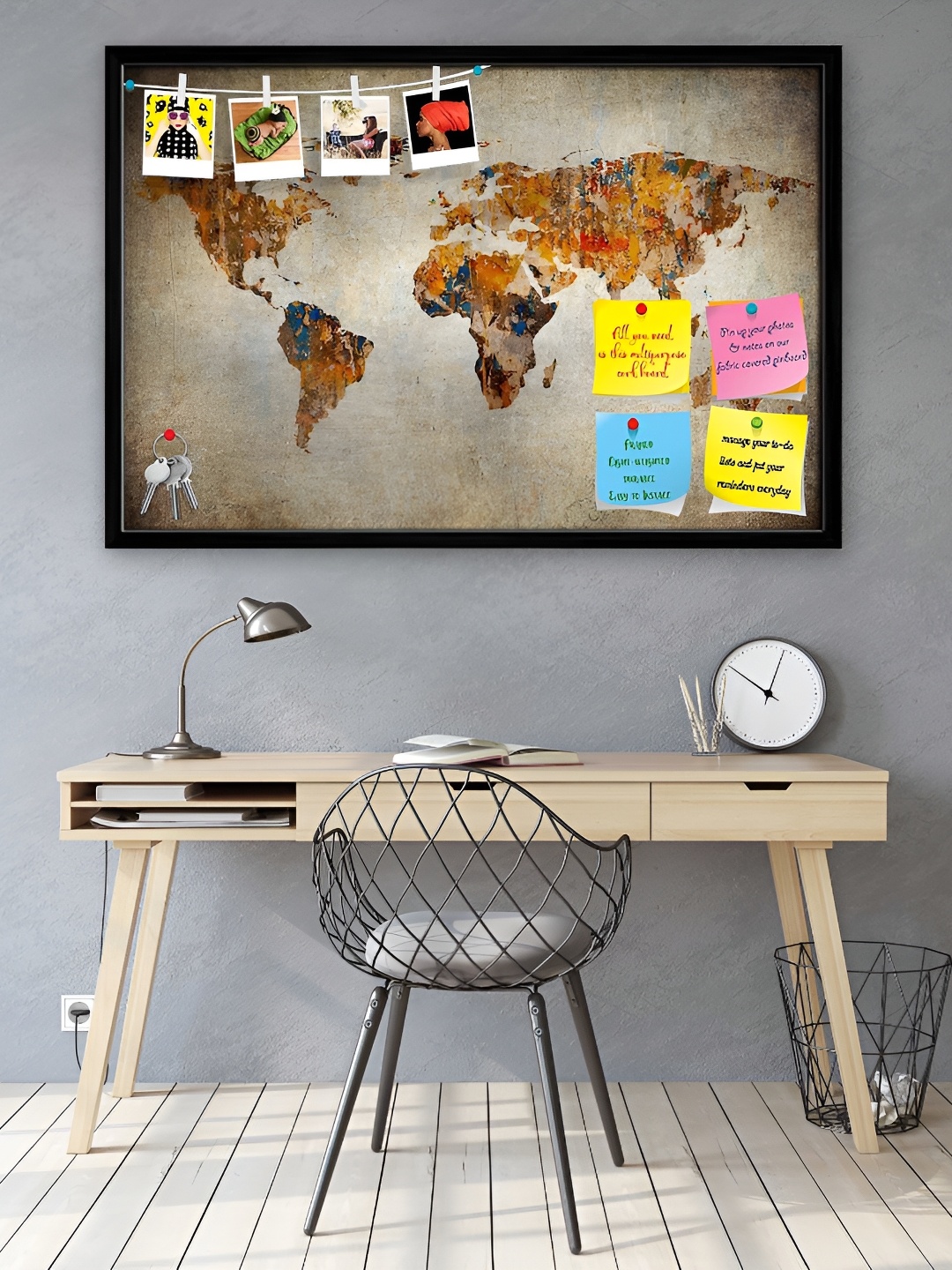 

ArtzFolio Black & Yellow Wooden Bulletin Board With Sticky Notes Wall Hangings Decor