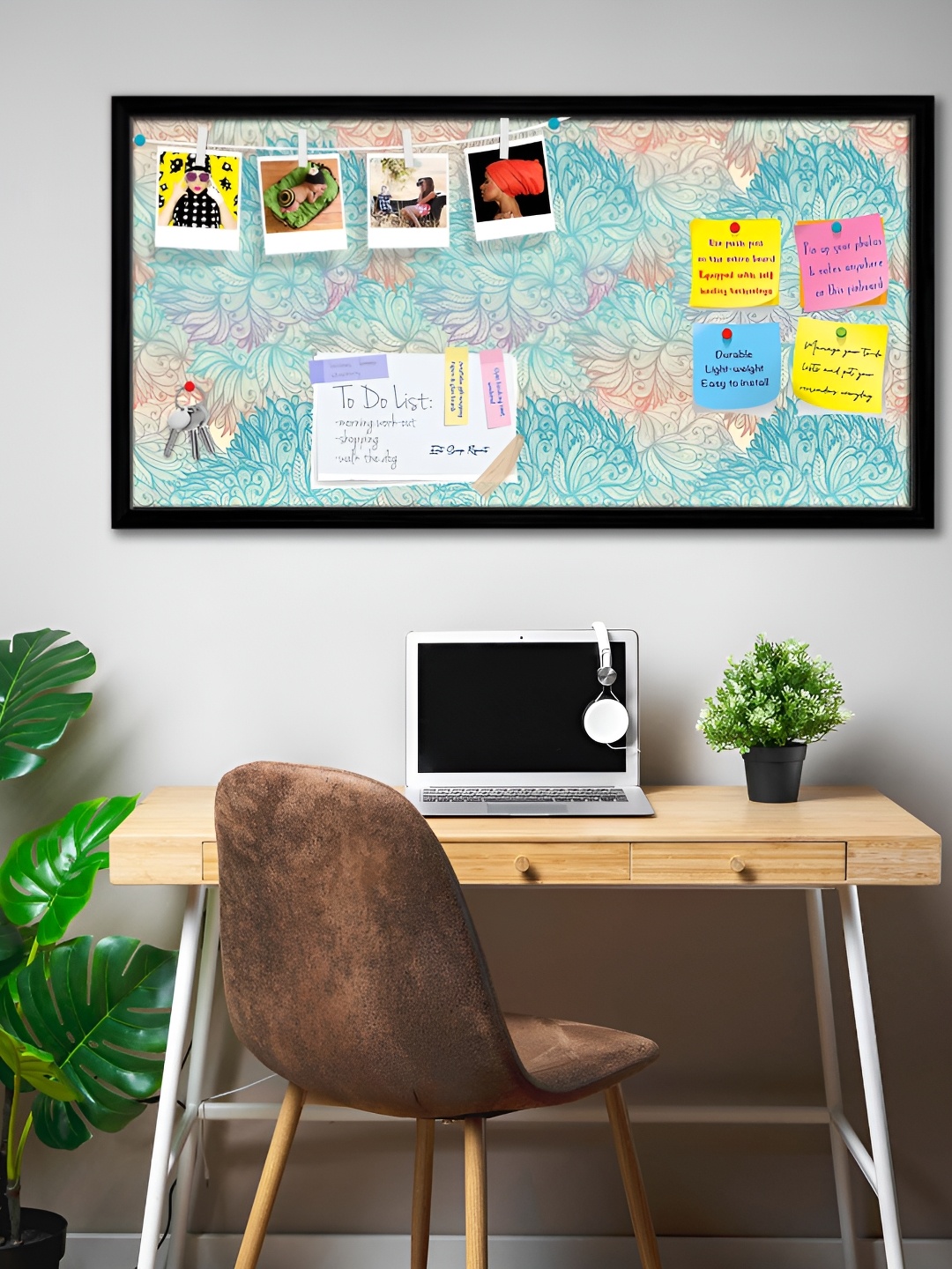 

ArtzFolio Black Vintage Cloudy Printed Wooden Bulletin Board With Sticky Notes