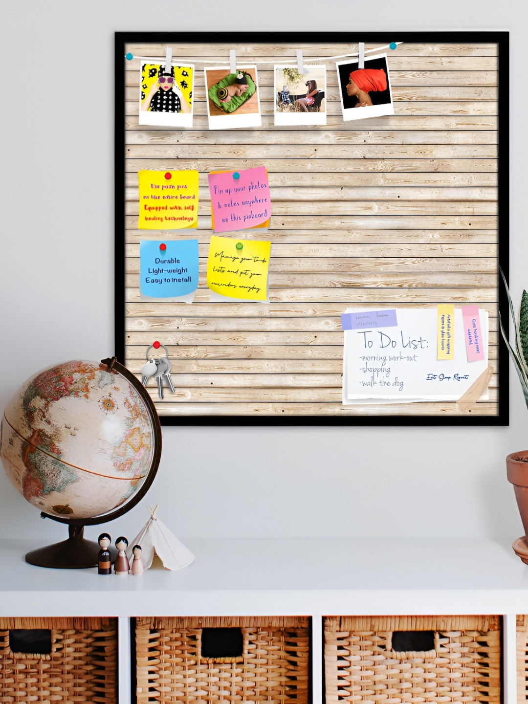 

ArtzFolio Black & White Nature Texture Printed Wooden Bulletin Board With Sticky Notes