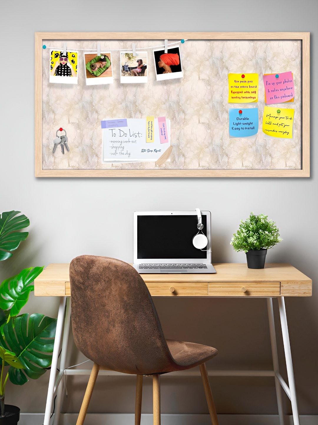 

ArtzFolio Brown & Pink Printed Wooden Bulletin Board With Sticky Notes