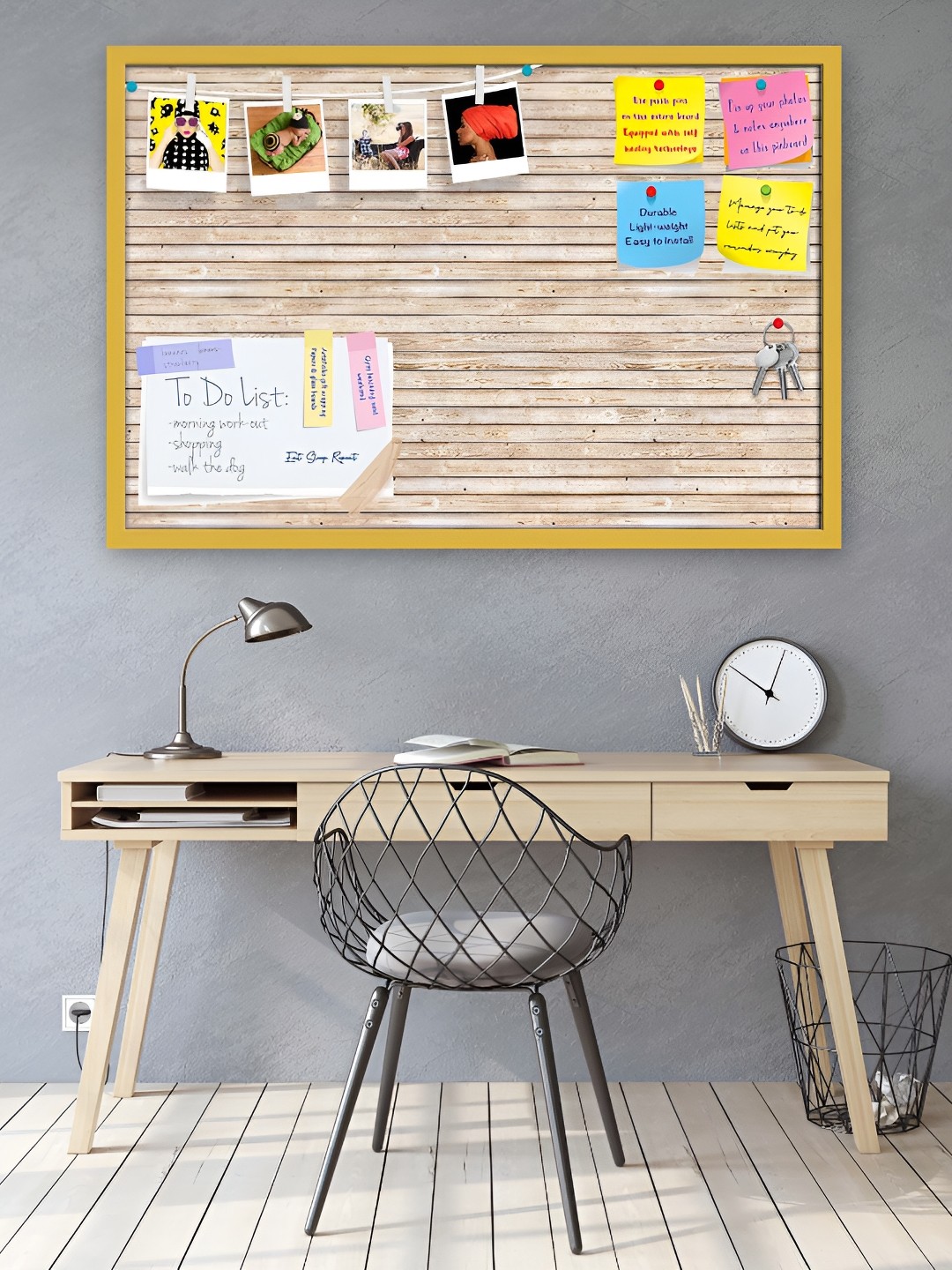 

ArtzFolio Beige Texture Printed Wooden Bulletin Board With Sticky Note Wall Hanging Decor