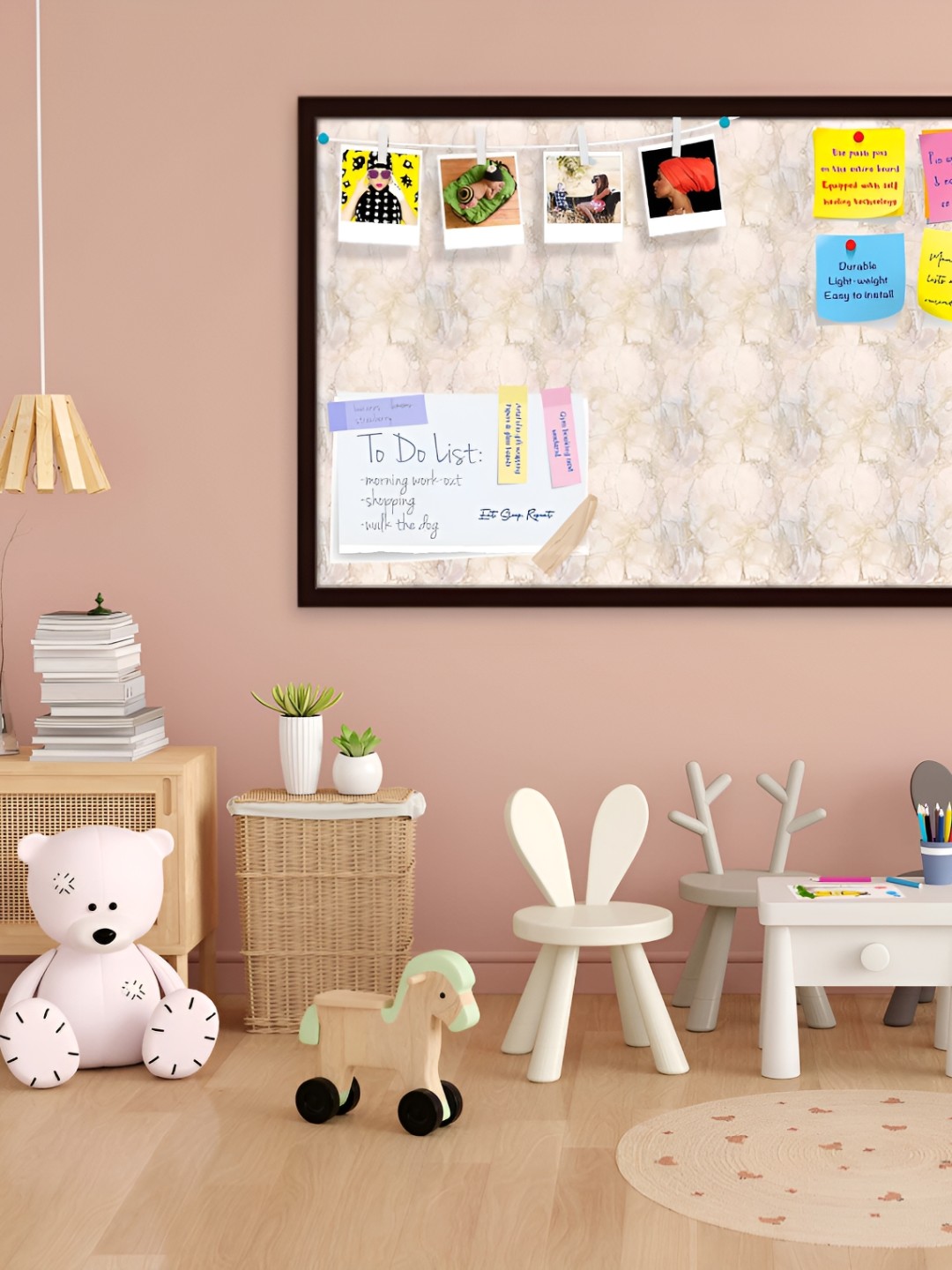 

ArtzFolio Brown Printed Wooden Bulletin Board With Sticky Notes
