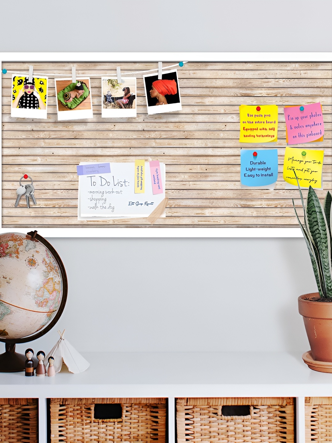 

ArtzFolio White & Brown Natural Textured Wooden Bulletin Board With Sticky Notes