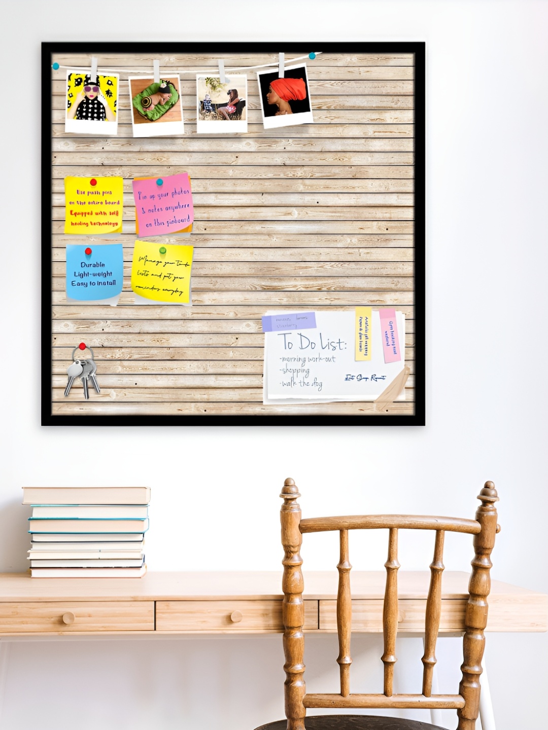 

ArtzFolio Beige Printed Wooden Bulletin Board With Sticky Note Wall Hanging Decor