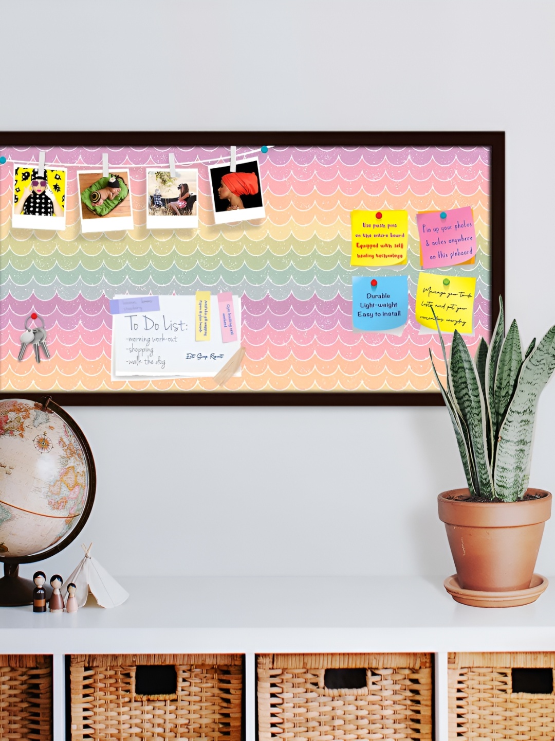 

ArtzFolio Brown Printed Wooden Bulletin Board With Sticky Notes Wall Hanging Decor