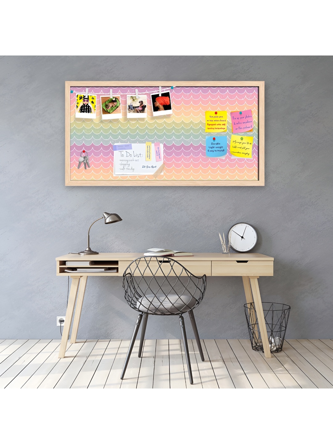 

ArtzFolio Camel Brown & Yellow Printed Wooden Bulletin Board & Sticky Notes Wall Decor