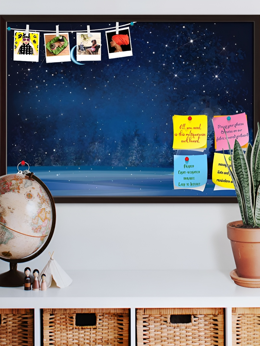 

ArtzFolio Blue Star Printed Wooden Bulletin Board With Sticky Notes