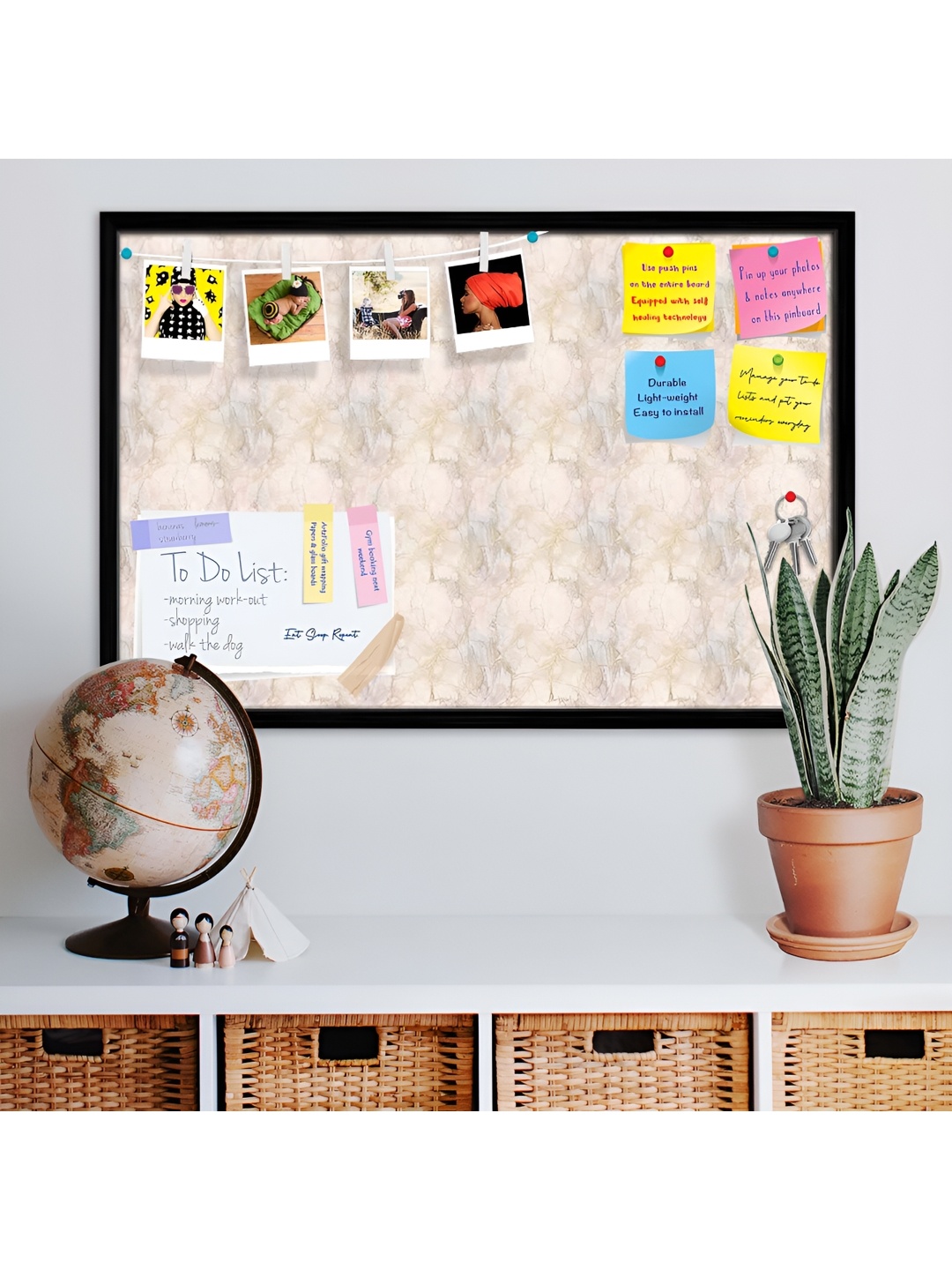 

ArtzFolio Black & Pink Coloured Printed Wooden Bulletin Board With Sticky Notes