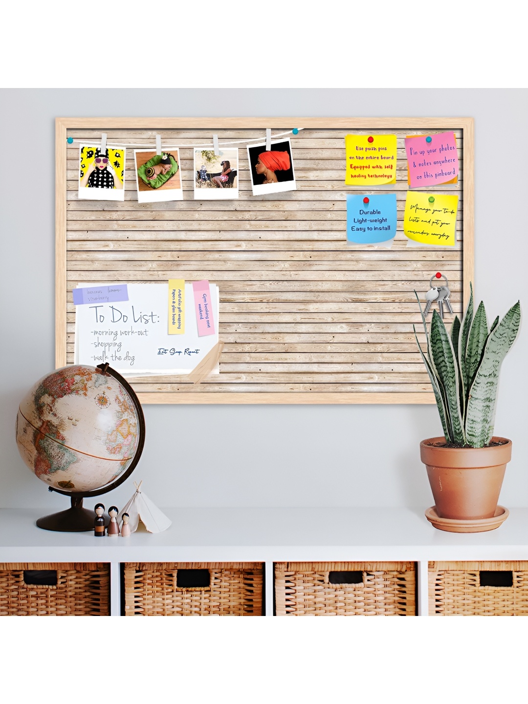 

ArtzFolio Beige Printed Wood Bulletin Board With Sticky Note Wall Hanging Decor