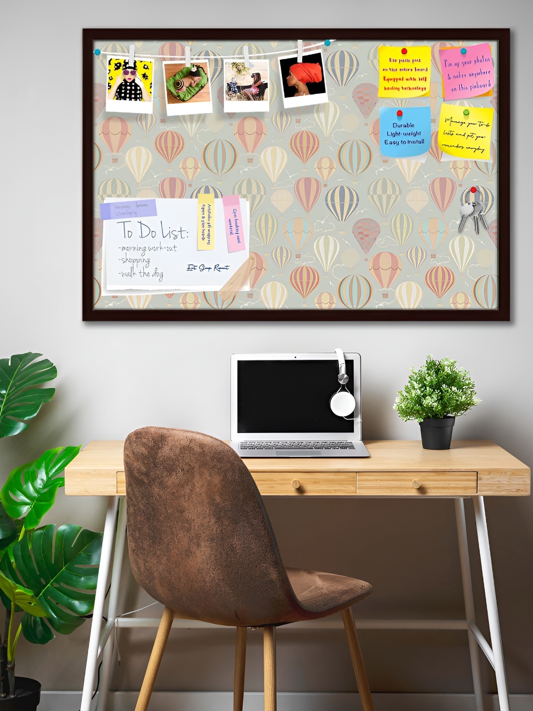 

ArtzFolio Brown Air Balloons Printed Wooden Bulletin Board With Sticky Notes