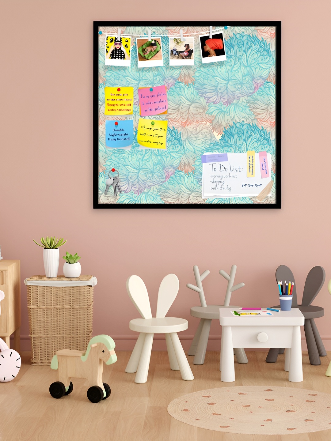 

ArtzFolio Black Map Printed Wood Bulletin Board With Sticky Notes