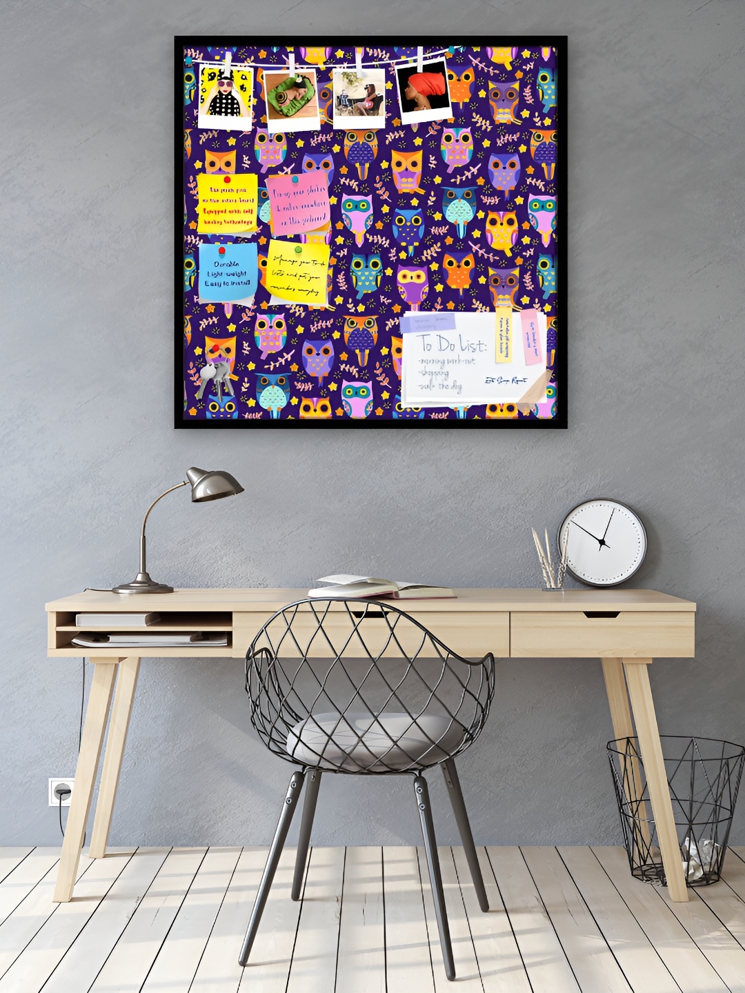 

ArtzFolio Purple & Black Owls Printed Wooden Bulletin Board