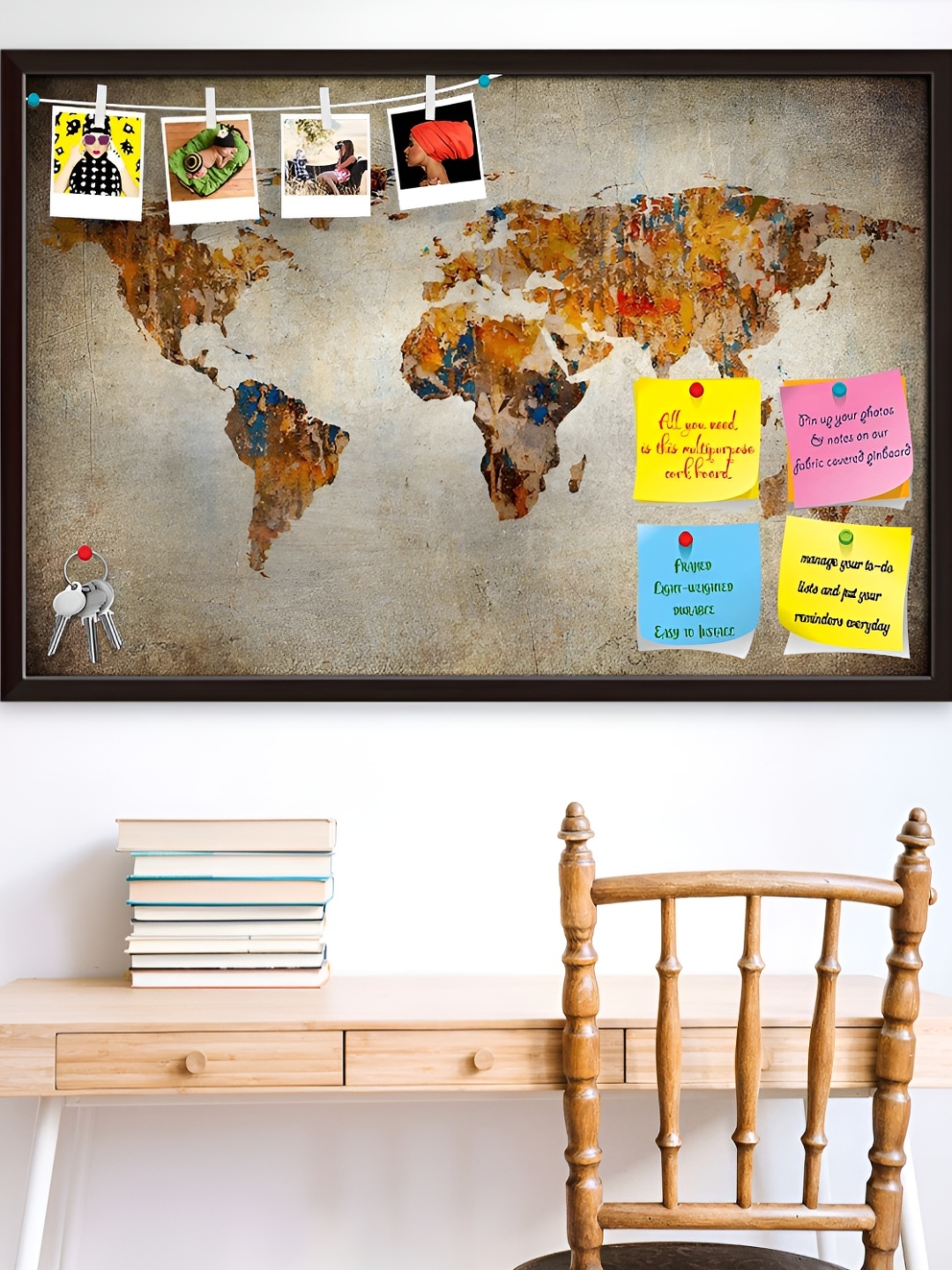 

ArtzFolio Brown Printed Wooden Bulletin Board With Sticky Notes