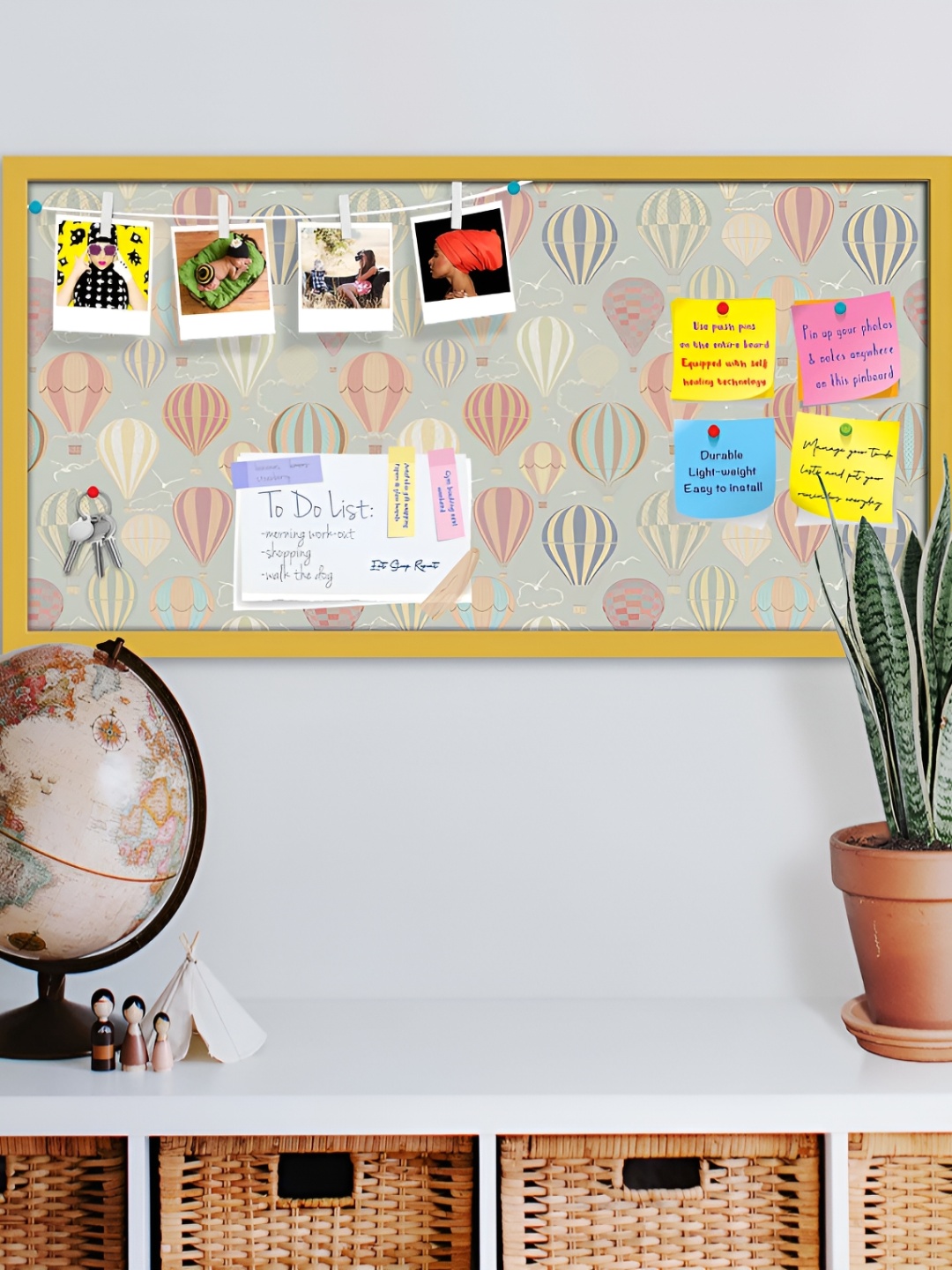 

ArtzFolio Grey & Yellow Printed Wooden Bulletin Board & Sticky Notes Wall Hangings Decor