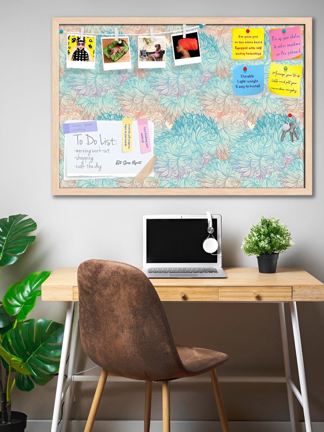 

ArtzFolio Brown & Orange Coloured Printed Wooden Bulletin Board With Sticky Notes