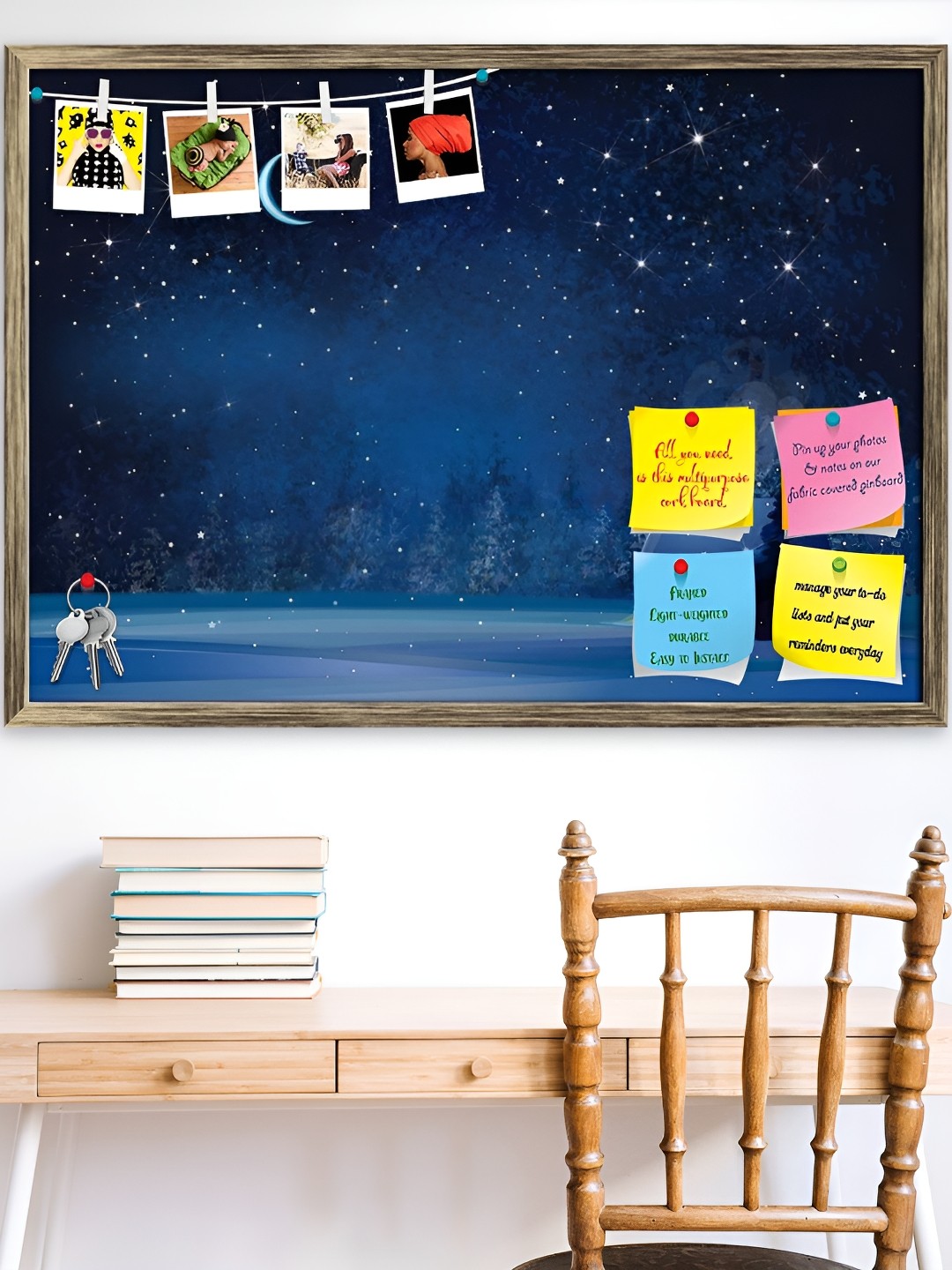 

ArtzFolio Blue Winter Landscape Printed Wooden Bulletin Board With Sticky Notes
