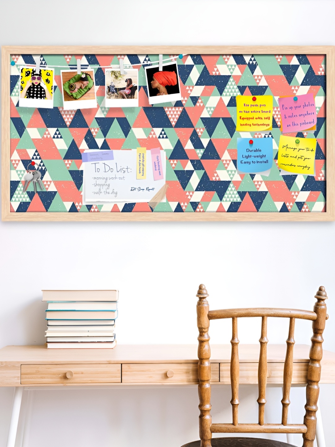 

ArtzFolio Blue & Pink Printed Wooden Bulletin Board With Sticky Notes