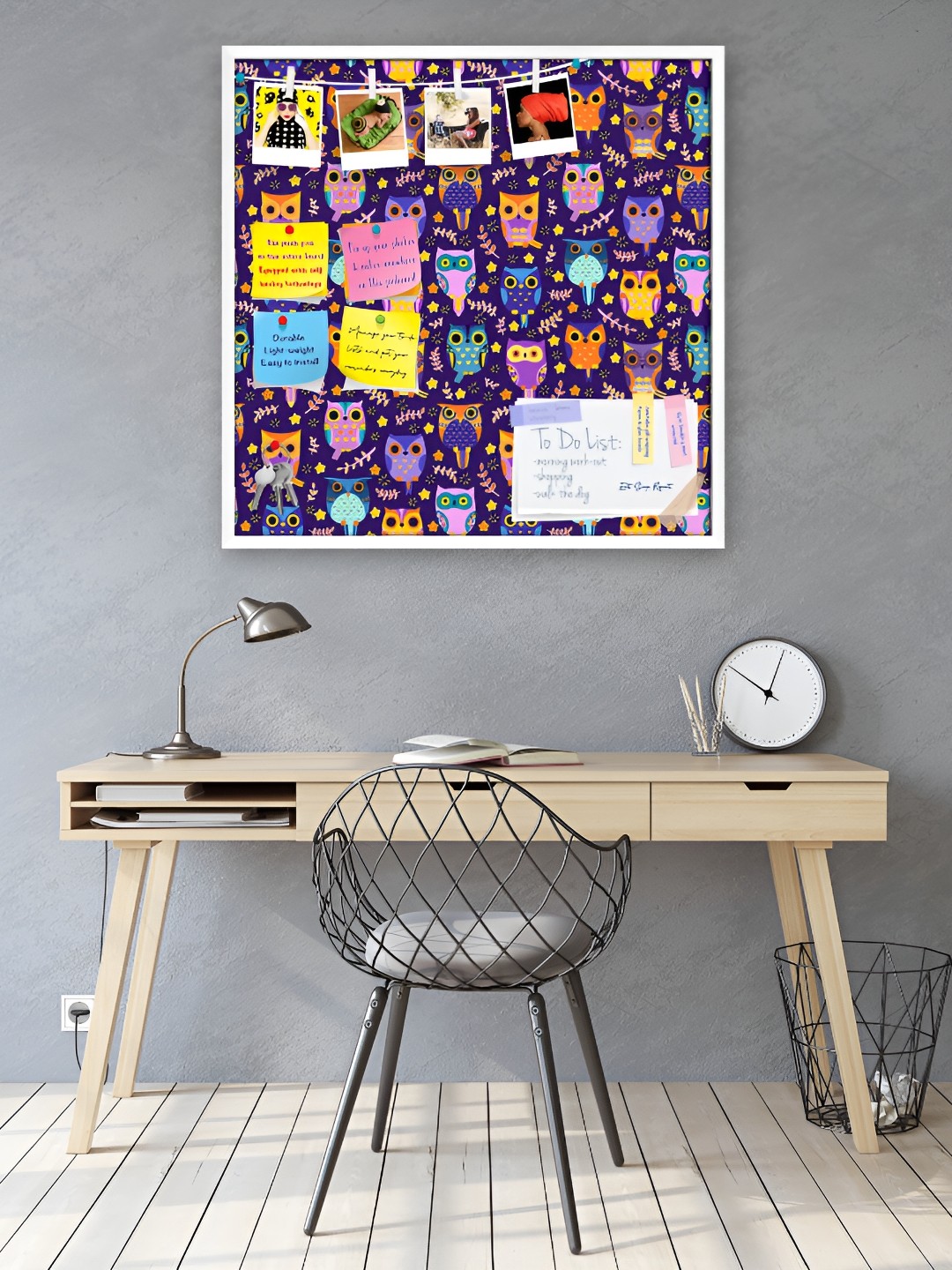 

ArtzFolio White & Yellow Printed Wooden Bulletin Board & Sticky Notes Wall Hangings Decor