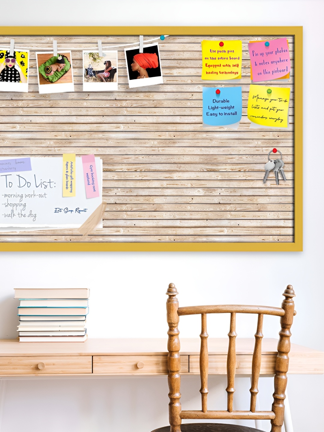 

ArtzFolio Gold Toned & Beige Texture Printed Wooden Bulletin Board
