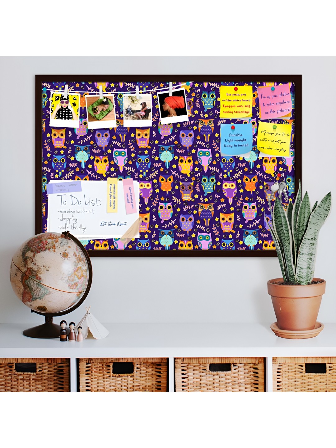 

ArtzFolio Brown Owls Printed Wooden Bulletin Board With Sticky Notes