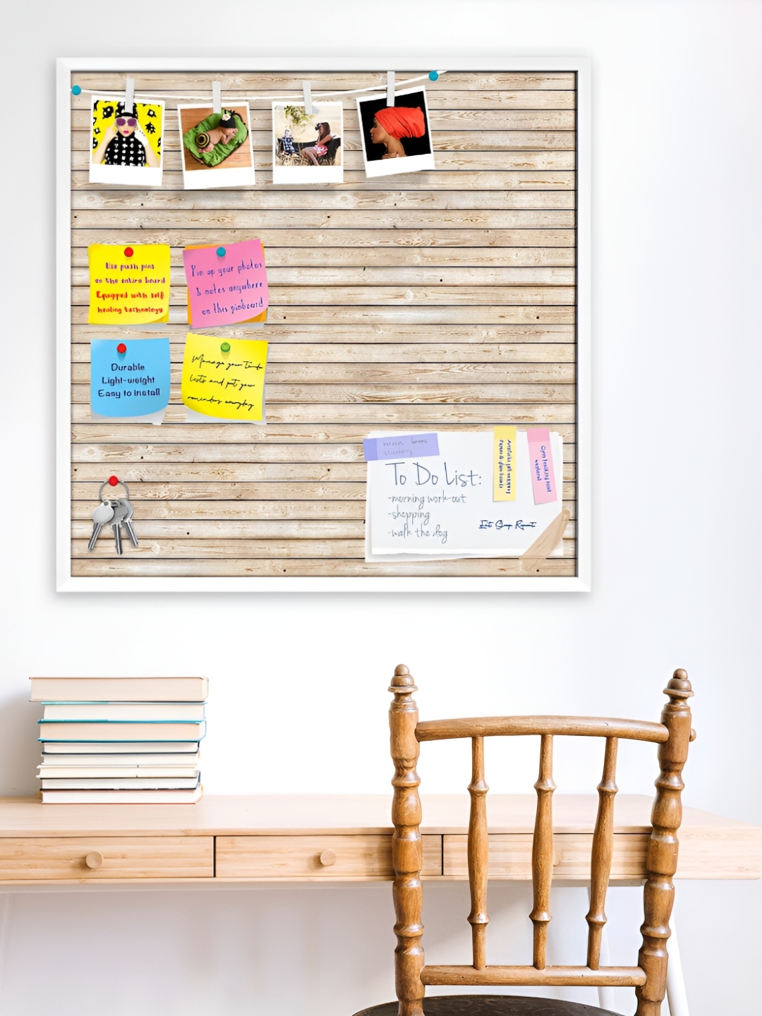 

ArtzFolio White Natural Texture Printed Wooden Bulletin Board With Sticky Notes